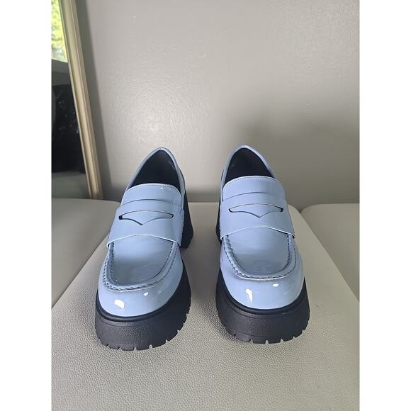 Soda Platform Patent Baddie Penny Loafers Baby Powder Blue Womens 10 Punk - Picture 3 of 9